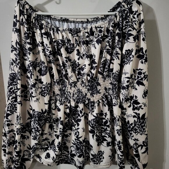 EUC Floral Print Elastic Waist Peplum Blouse Size XXL - Picture 1 of 6